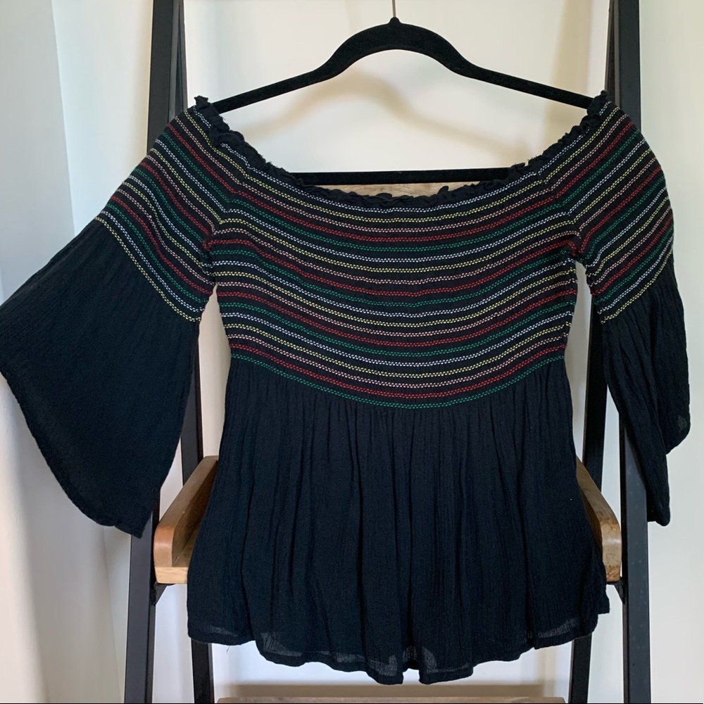 Hollister Off the Shoulder Black Top